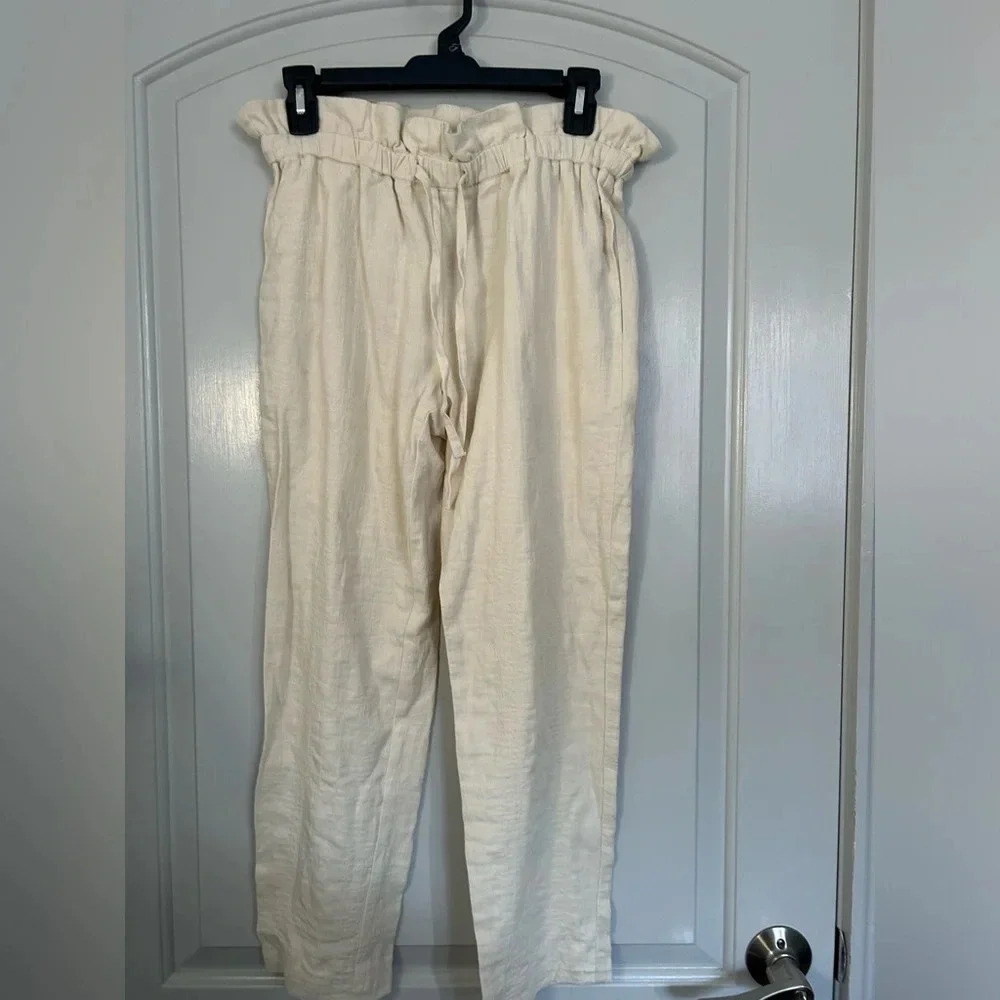 HATCH Collection Paperbag Beige Lightweight Cotton Pants size 0 - Picture 2 of 7